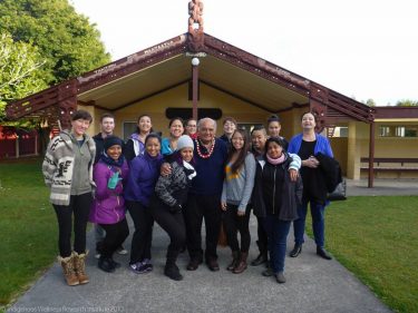 photo of the first Mahina program cohort (2015) in front of the Waipapa Marae