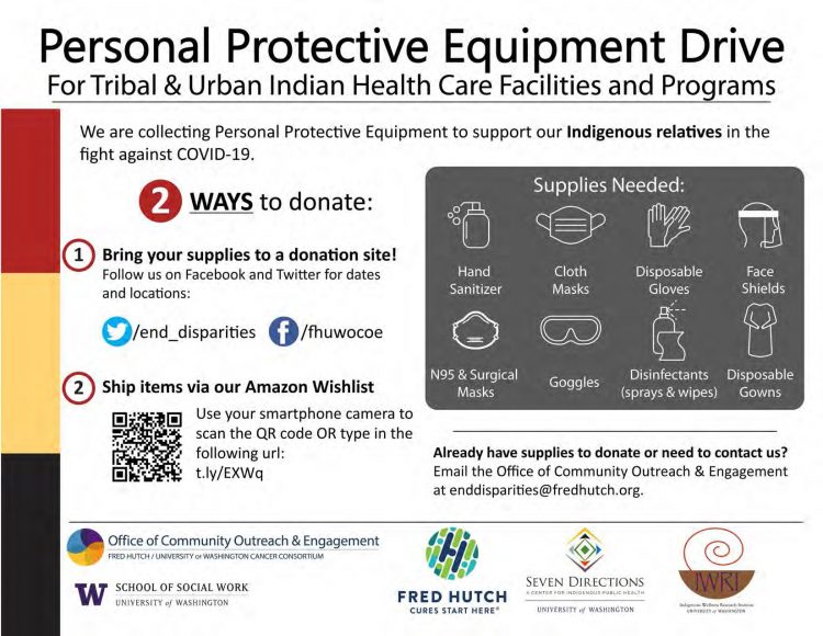 Image of flyere depicting ways to donate to the PPE drive